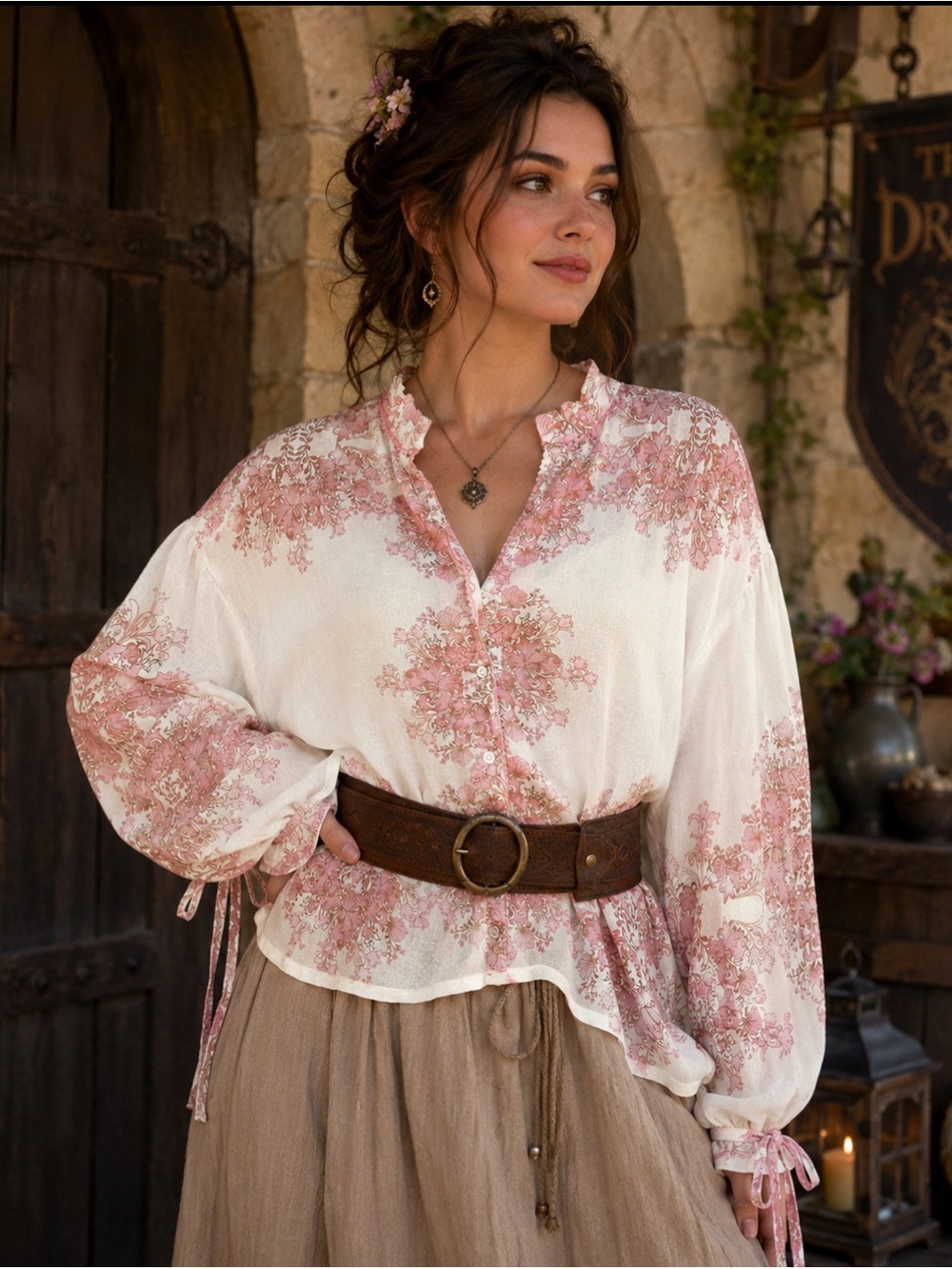 🌸 Anthropologie Whimsy Cottage Folk Boho Floral Ren Faire Renaissance Romantic S